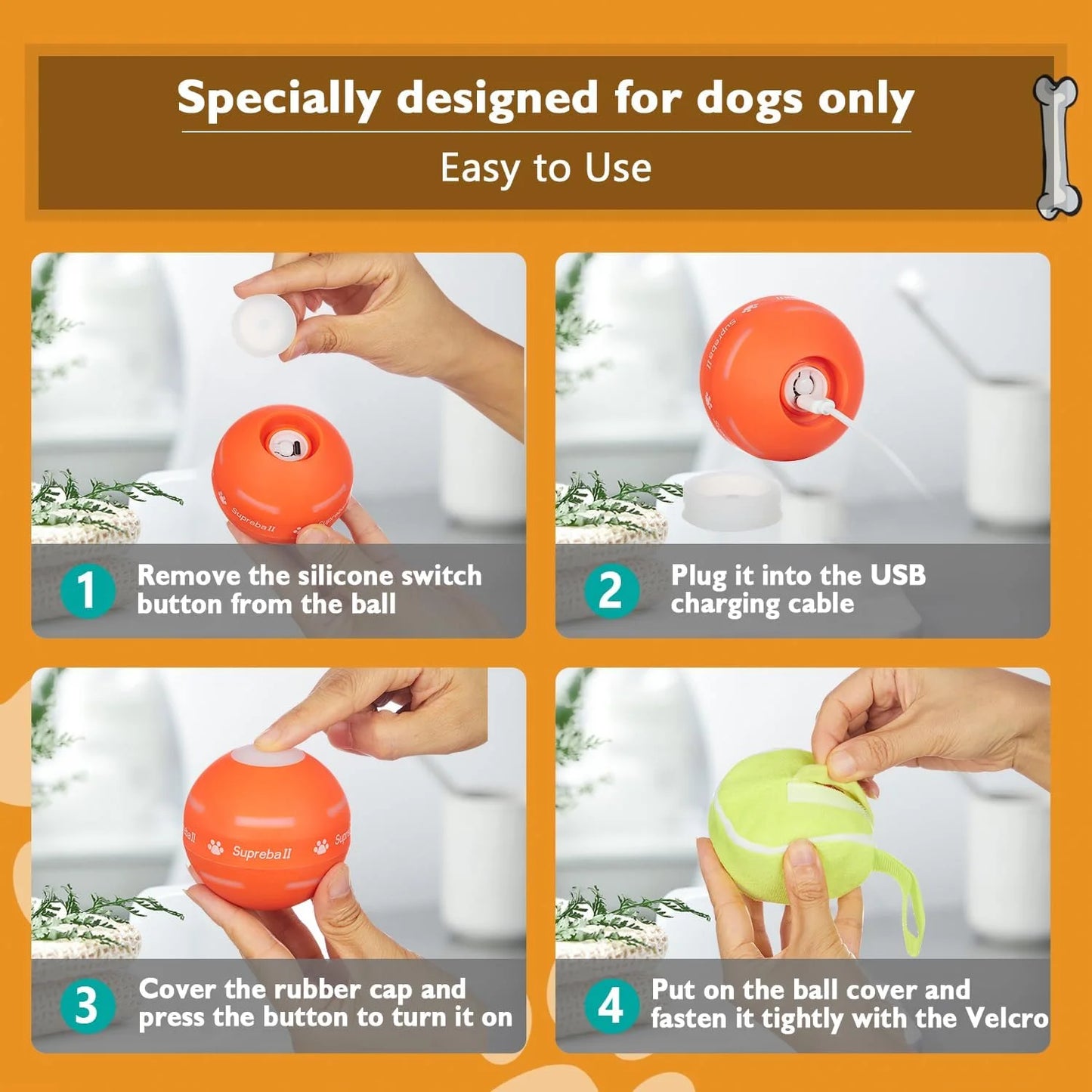 "Interactive Dog Ball Toy – Motion-Activated, USB Rechargeable, for Small & Medium Dogs"