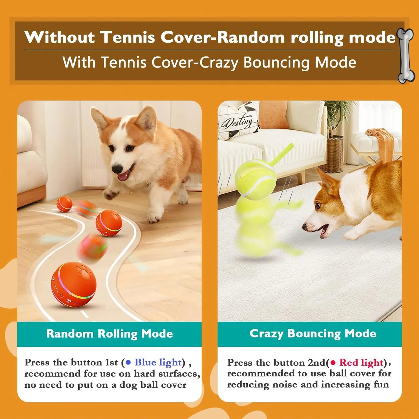 "Interactive Dog Ball Toy – Motion-Activated, USB Rechargeable, for Small & Medium Dogs"
